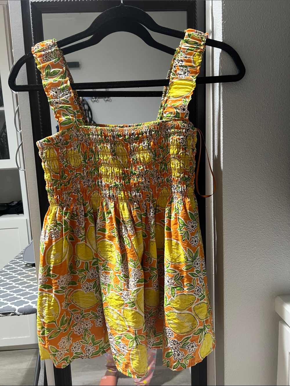 Aqua women tank top- Yellow & Orange with cute lemons print, NWOT